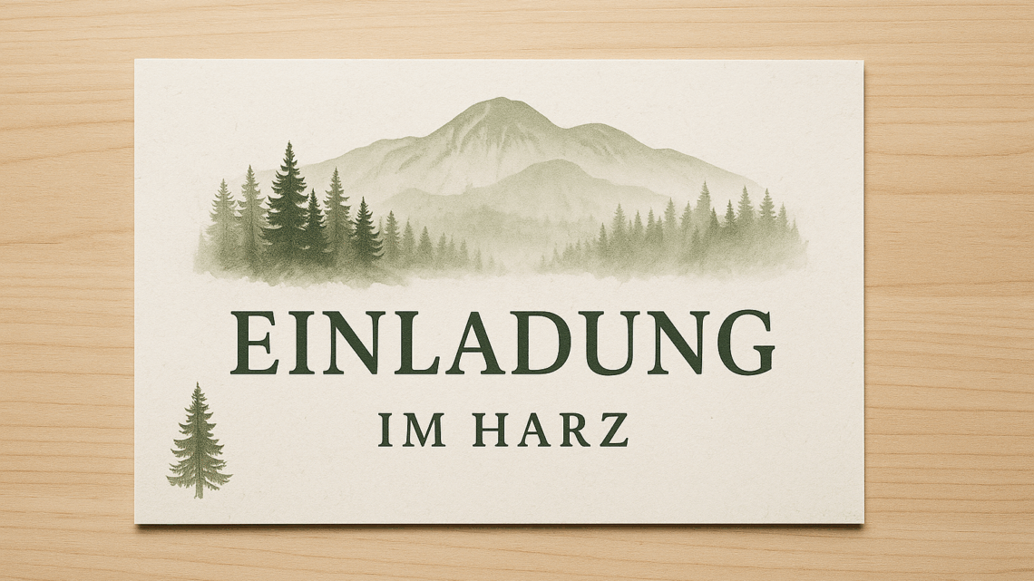 Einladungskarten im Harz-Look – Mystik, Wälder und Geschichte auf Papier
