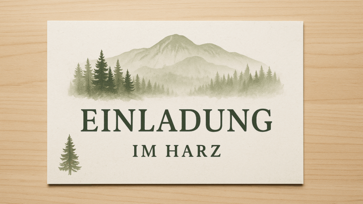 Einladungskarten im Harz-Look – Mystik, Wälder und Geschichte auf Papier